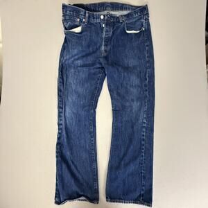 Levi’s 501 Men’s Jeans W38 L32 Blue Denim Button Fly Straight Leg Red Tab